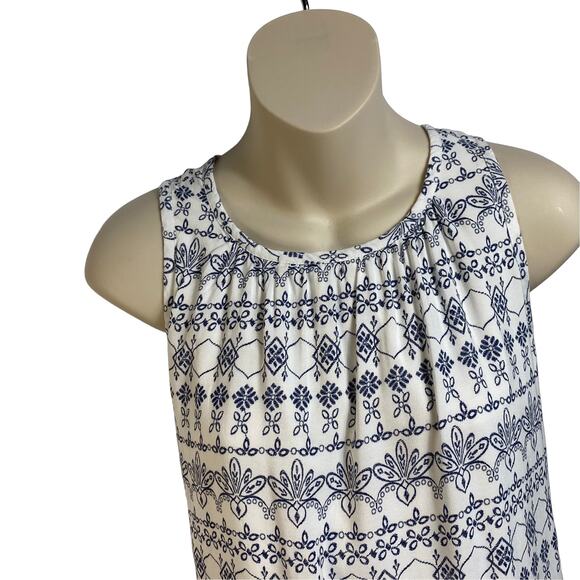 Ann Taylor Loft Blue‎ and White Print Tank Dress XS (2406) - Picture 3 of 6
